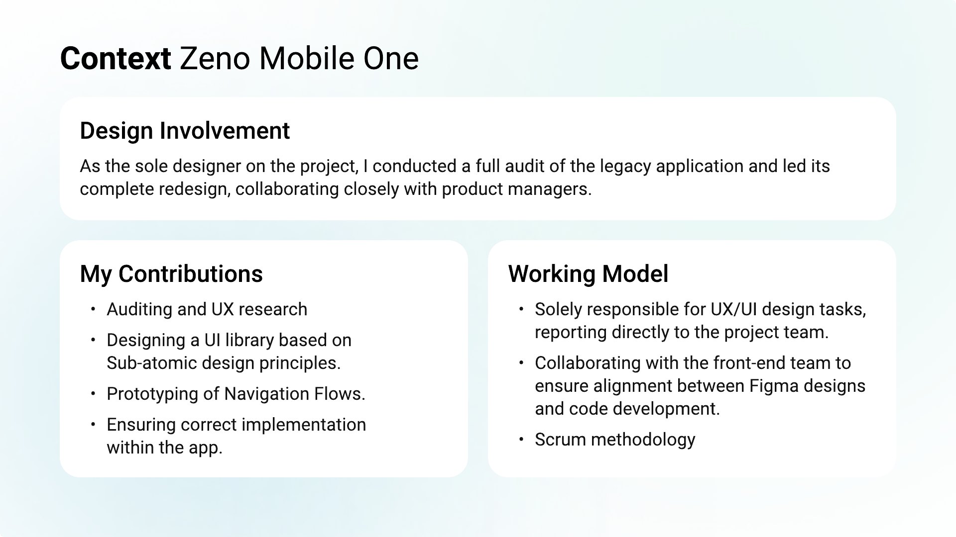 Zeno design involvement